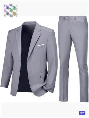 Slim Fit Two Button Suit Set Formal Wedding Work Prom Tuxedo Modern Classic